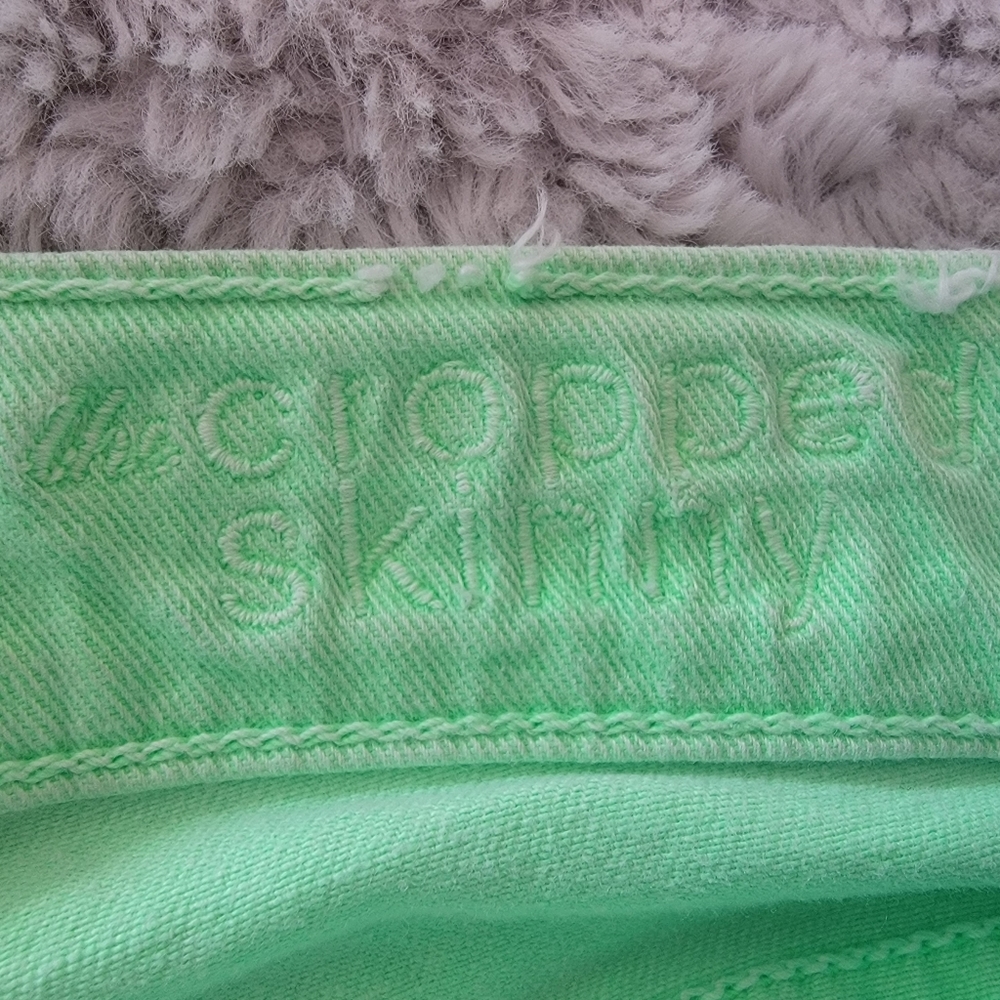 7 For All Mankind Skinny Cropped Jeans Lime Green size 26 - Picture 6 of 11